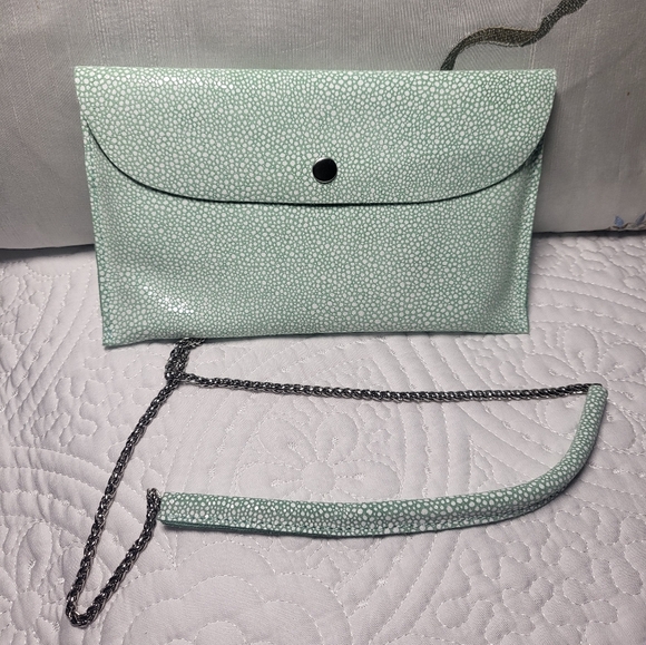 Leather Mint Green Clutch Bag NWT